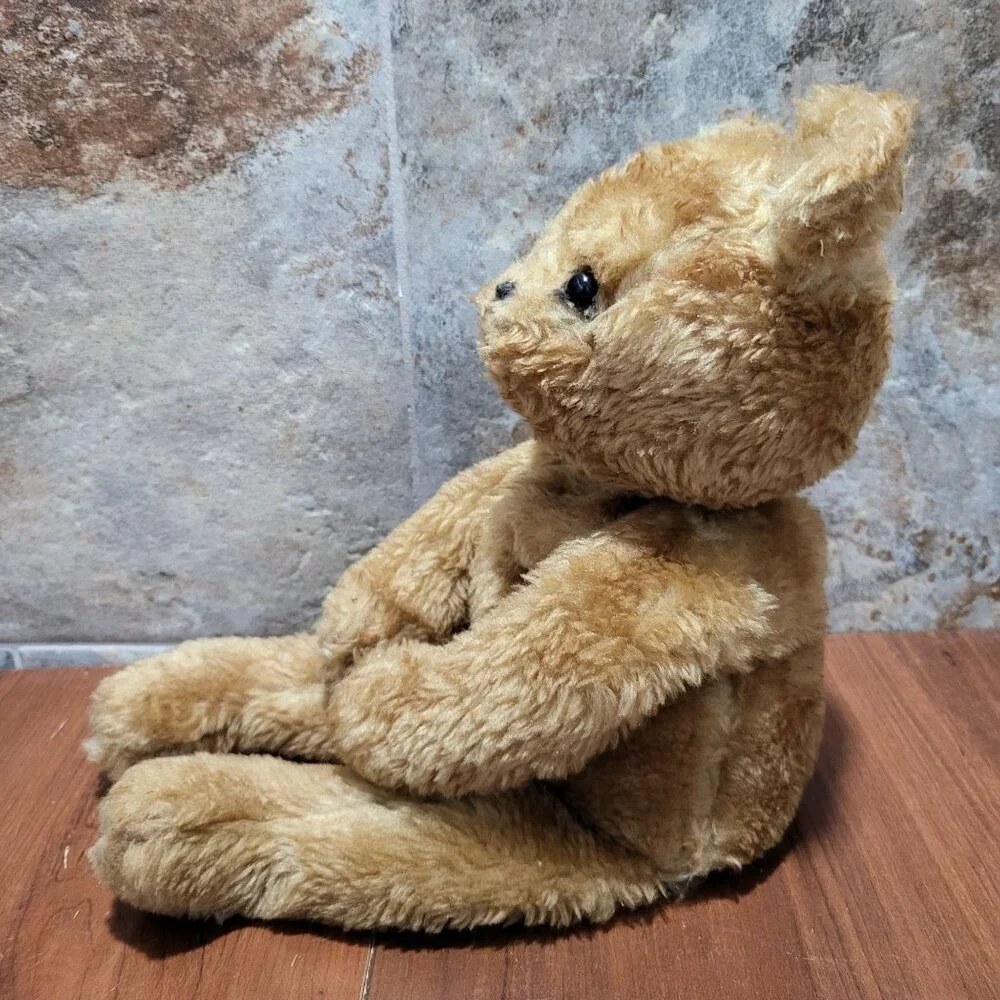 Vintage Brown Bear Shelf Sitter Plush Nursery Decor